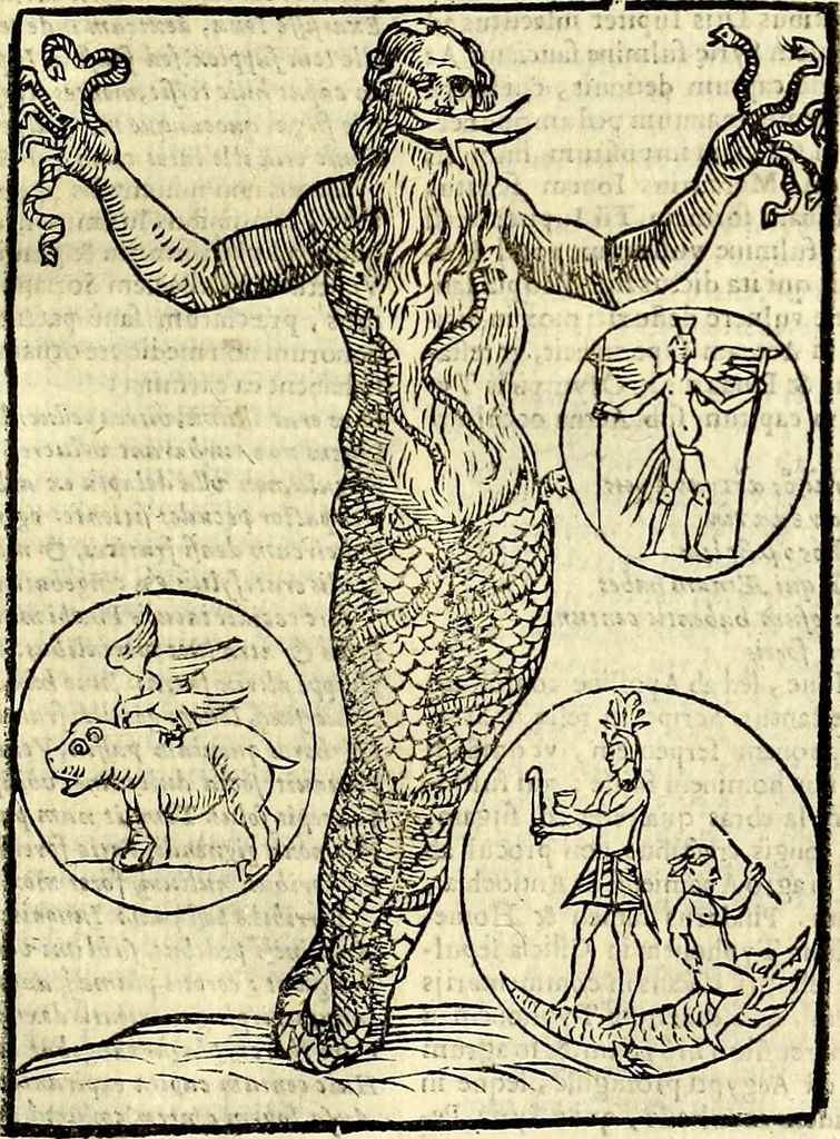 An illustration from Natalis Comitis Mythologiae sive Explicationis fabvlarvm libri decem, in qvibvs omnia prope natvralis et moralis philosophiæ dogmata in veterum fabulis contenta fuisse perspicuè demonstratur, 1616, leaf 392