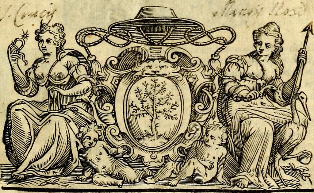 An illustration from Natalis Comitis Mythologiae sive Explicationis fabvlarvm libri decem, in qvibvs omnia prope natvralis et moralis philosophiæ dogmata in veterum fabulis contenta fuisse perspicuè demonstratur, 1616, leaf 4