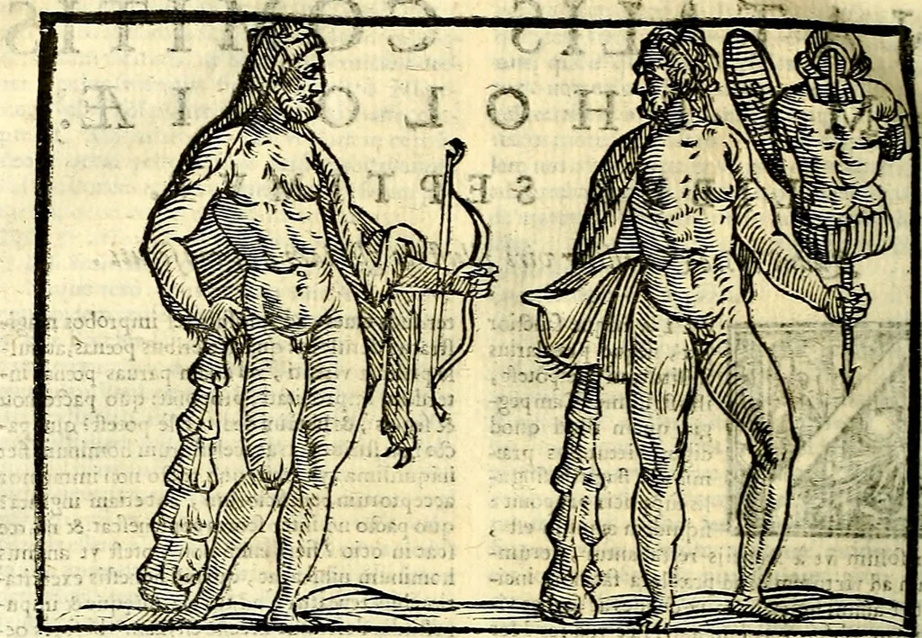 An illustration from Natalis Comitis Mythologiae sive Explicationis fabvlarvm libri decem, in qvibvs omnia prope natvralis et moralis philosophiæ dogmata in veterum fabulis contenta fuisse perspicuè demonstratur, 1616, leaf 403
