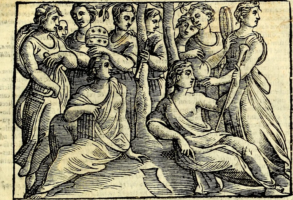 An illustration from Natalis Comitis Mythologiae sive Explicationis fabvlarvm libri decem, in qvibvs omnia prope natvralis et moralis philosophiæ dogmata in veterum fabulis contenta fuisse perspicuè demonstratur, 1616, leaf 450