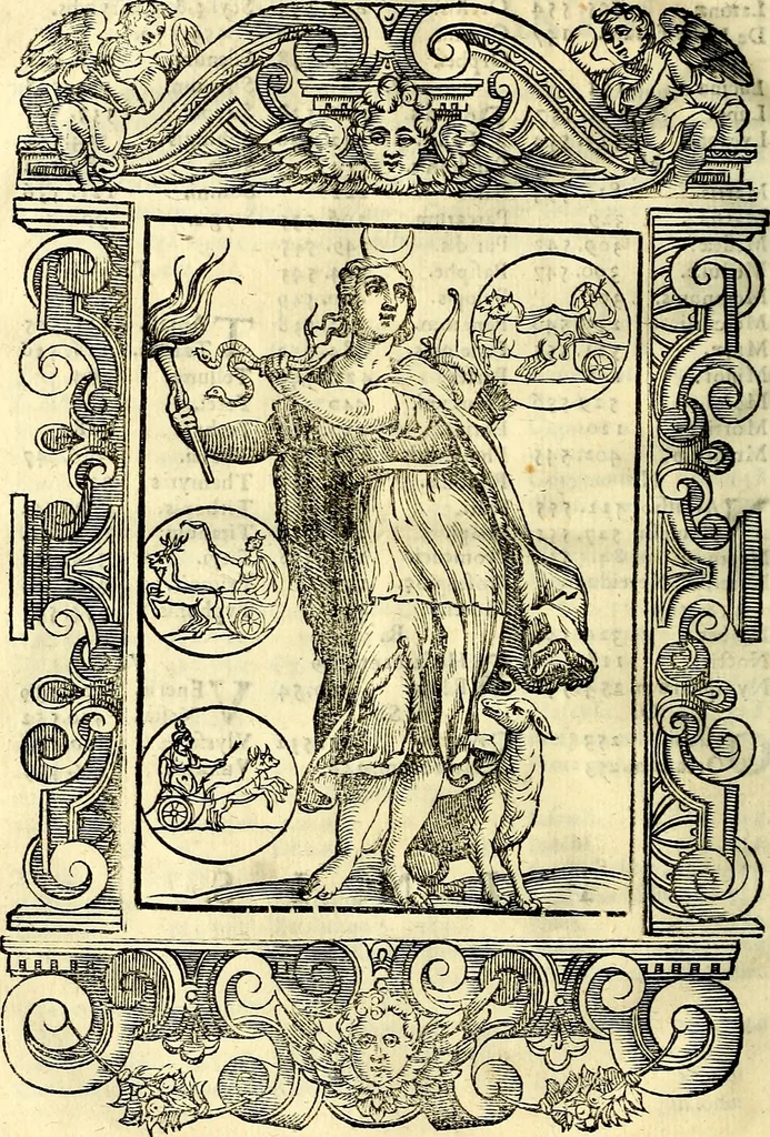An illustration from Natalis Comitis Mythologiae sive Explicationis fabvlarvm libri decem, in qvibvs omnia prope natvralis et moralis philosophiæ dogmata in veterum fabulis contenta fuisse perspicuè demonstratur, 1616, leaf 47