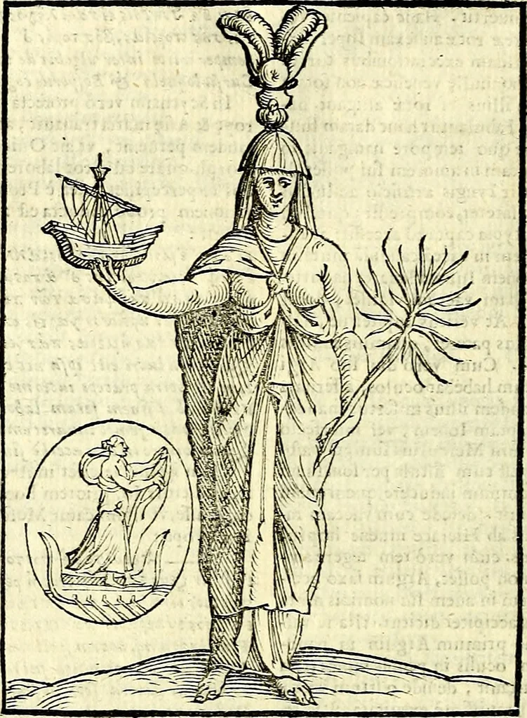 An illustration from Natalis Comitis Mythologiae sive Explicationis fabvlarvm libri decem, in qvibvs omnia prope natvralis et moralis philosophiæ dogmata in veterum fabulis contenta fuisse perspicuè demonstratur, 1616, leaf 515
