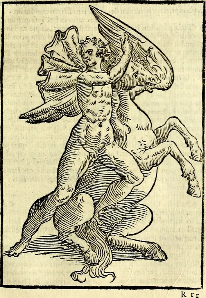 An illustration from Natalis Comitis Mythologiae sive Explicationis fabvlarvm libri decem, in qvibvs omnia prope natvralis et moralis philosophiæ dogmata in veterum fabulis contenta fuisse perspicuè demonstratur, 1616, leaf 546
