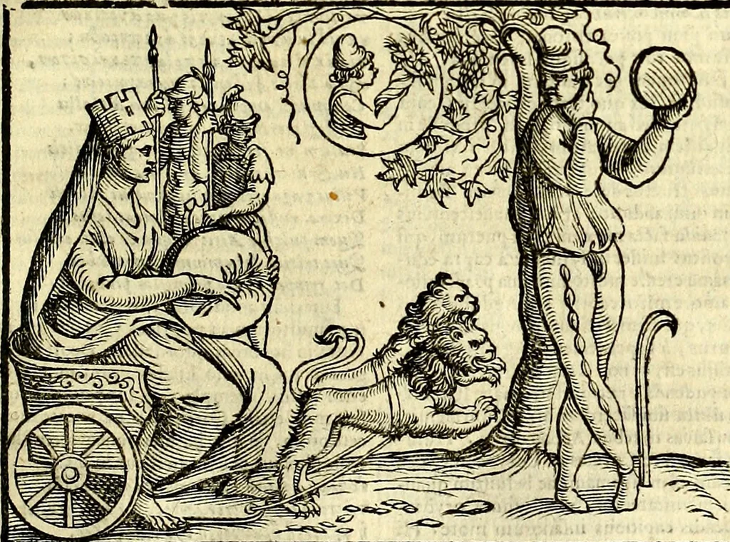 An illustration from Natalis Comitis Mythologiae sive Explicationis fabvlarvm libri decem, in qvibvs omnia prope natvralis et moralis philosophiæ dogmata in veterum fabulis contenta fuisse perspicuè demonstratur, 1616, leaf 548