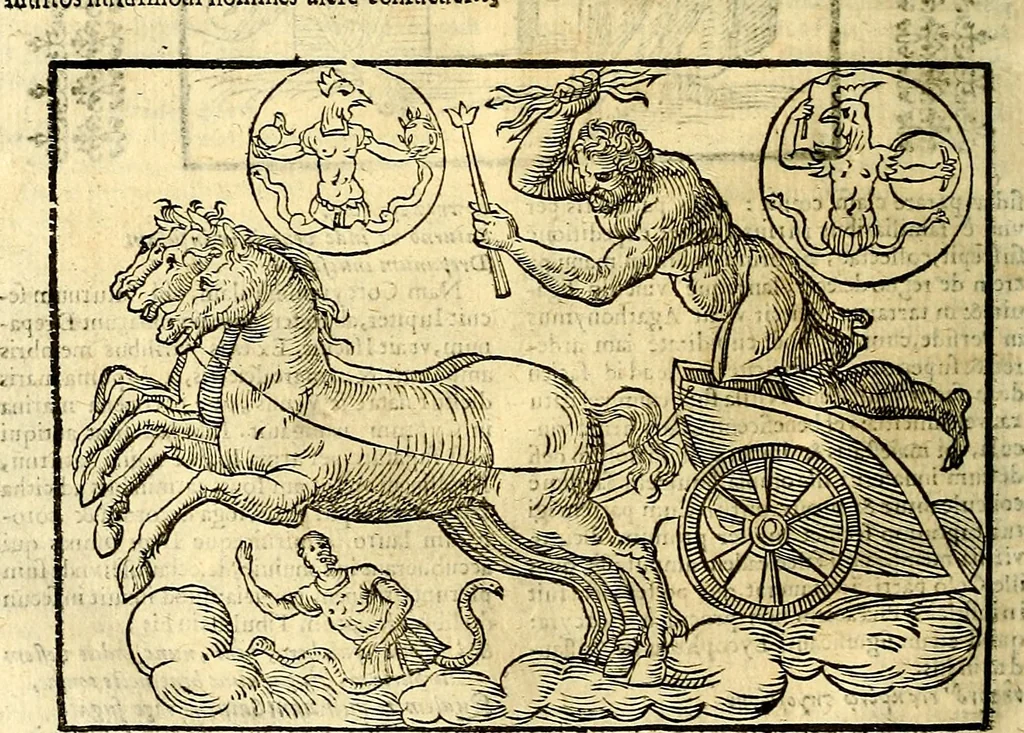 An illustration from Natalis Comitis Mythologiae sive Explicationis fabvlarvm libri decem, in qvibvs omnia prope natvralis et moralis philosophiæ dogmata in veterum fabulis contenta fuisse perspicuè demonstratur, 1616, leaf 89