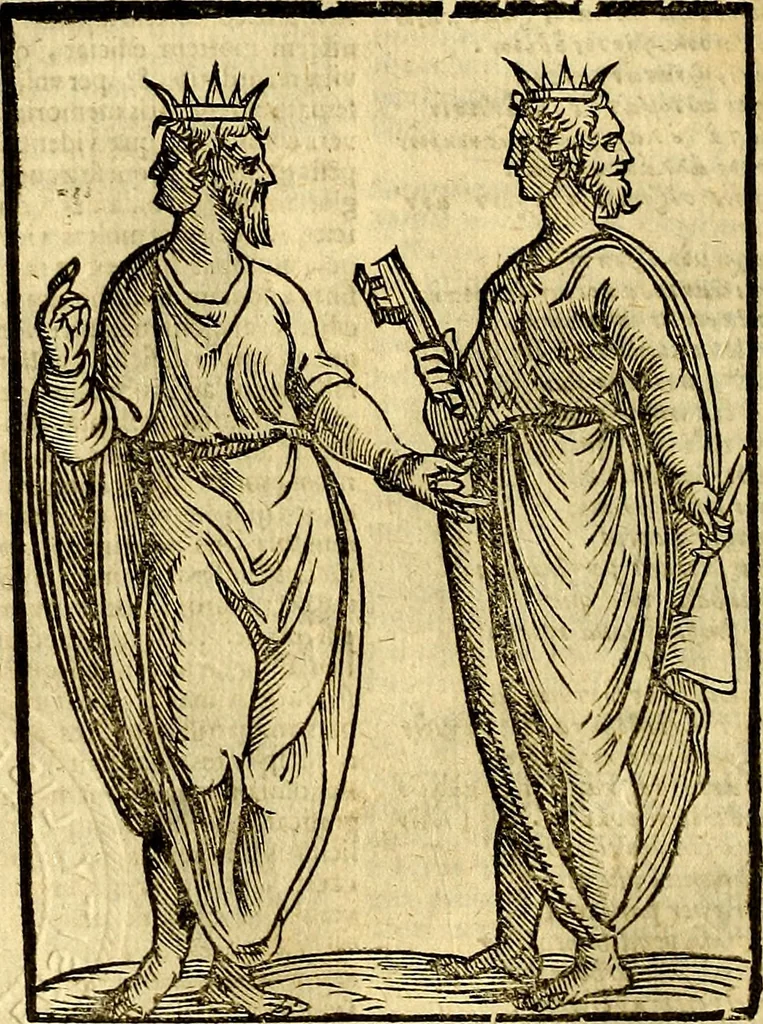An illustration from Natalis Comitis Mythologiae, sive, Explicationis fabularum libri decem : in quibus omnia prope naturalis et moralis philosophiae dogmata in veterum fabulis contenta fuisse perspicuè demonstratur ... : accessit G. Linocerii Musarum mytholgia, & anonymi obseuationum in totam de dijs gentium narrationem libellus : adiectæ sunt ... editioni elegantissimæ deorum imagines, & eruditissimæ M. Antonij Tritonij Vtinensis .., 1637, leaf 107