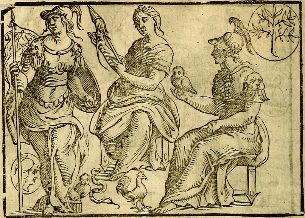 An illustration from Natalis Comitis Mythologiae, sive, Explicationis fabularum libri decem : in quibus omnia prope naturalis et moralis philosophiae dogmata in veterum fabulis contenta fuisse perspicuè demonstratur ... : accessit G. Linocerii Musarum mytholgia, & anonymi obseuationum in totam de dijs gentium narrationem libellus : adiectæ sunt ... editioni elegantissimæ deorum imagines, & eruditissimæ M. Antonij Tritonij Vtinensis .., 1637, leaf 207