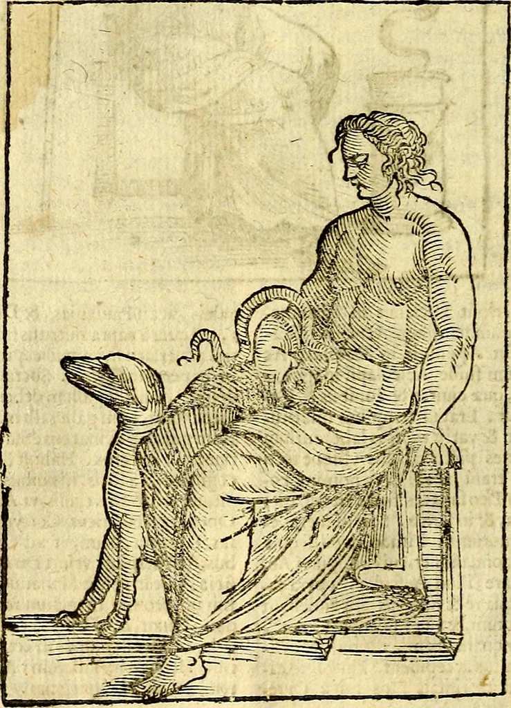 An illustration from Natalis Comitis Mythologiae, sive, Explicationis fabularum libri decem : in quibus omnia prope naturalis et moralis philosophiae dogmata in veterum fabulis contenta fuisse perspicuè demonstratur ... : accessit G. Linocerii Musarum mytholgia, & anonymi obseuationum in totam de dijs gentium narrationem libellus : adiectæ sunt ... editioni elegantissimæ deorum imagines, & eruditissimæ M. Antonij Tritonij Vtinensis .., 1637, leaf 245