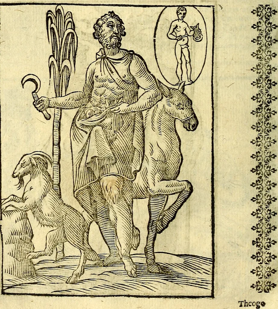 An illustration from Natalis Comitis Mythologiae, sive, Explicationis fabularum libri decem : in quibus omnia prope naturalis et moralis philosophiae dogmata in veterum fabulis contenta fuisse perspicuè demonstratur ... : accessit G. Linocerii Musarum mytholgia, & anonymi obseuationum in totam de dijs gentium narrationem libellus : adiectæ sunt ... editioni elegantissimæ deorum imagines, & eruditissimæ M. Antonij Tritonij Vtinensis .., 1637, leaf 255