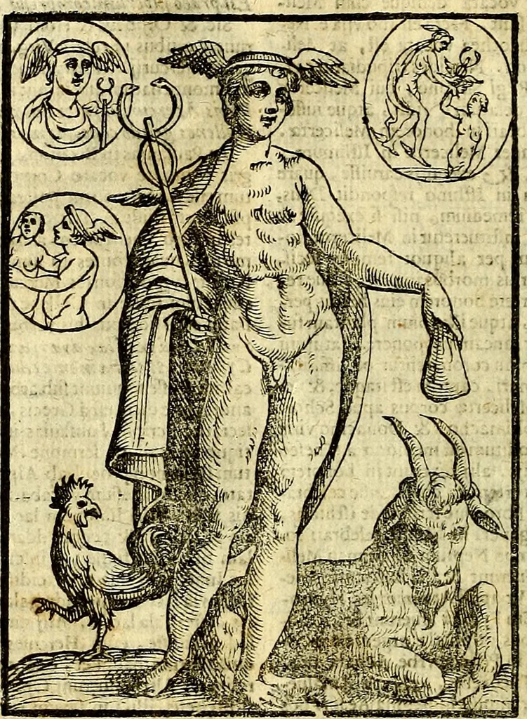 An illustration from Natalis Comitis Mythologiae, sive, Explicationis fabularum libri decem : in quibus omnia prope naturalis et moralis philosophiae dogmata in veterum fabulis contenta fuisse perspicuè demonstratur ... : accessit G. Linocerii Musarum mytholgia, & anonymi obseuationum in totam de dijs gentium narrationem libellus : adiectæ sunt ... editioni elegantissimæ deorum imagines, & eruditissimæ M. Antonij Tritonij Vtinensis .., 1637, leaf 283