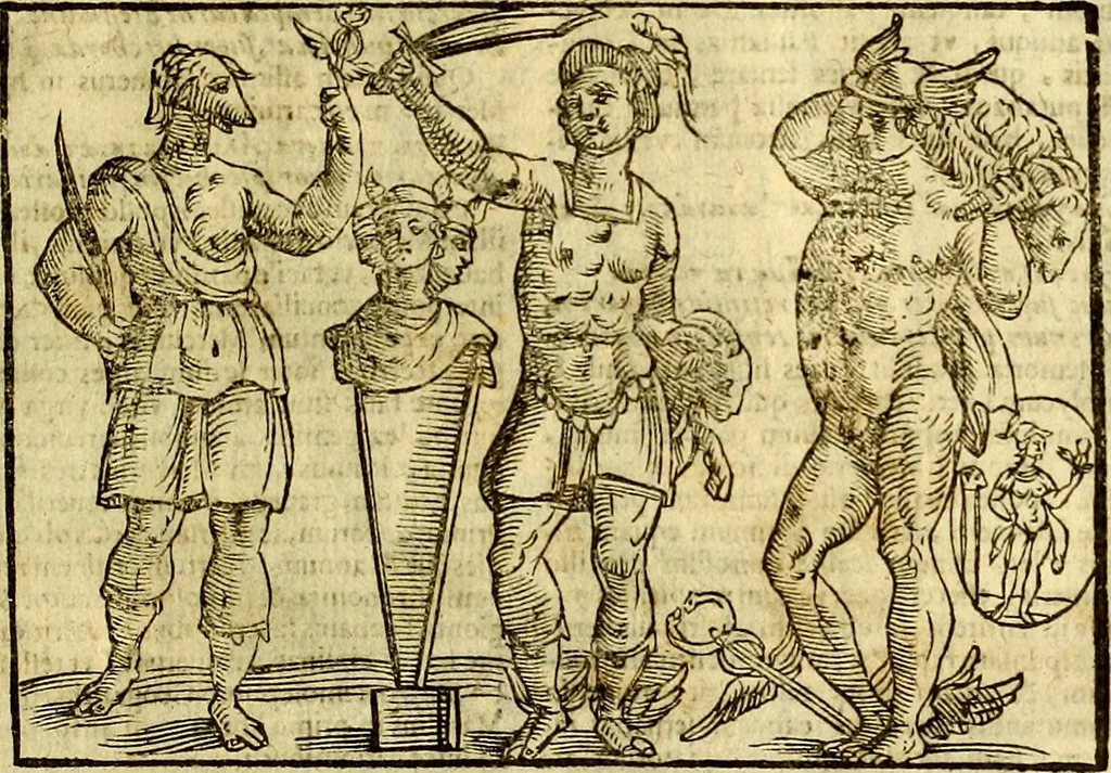 An illustration from Natalis Comitis Mythologiae, sive, Explicationis fabularum libri decem : in quibus omnia prope naturalis et moralis philosophiae dogmata in veterum fabulis contenta fuisse perspicuè demonstratur ... : accessit G. Linocerii Musarum mytholgia, & anonymi obseuationum in totam de dijs gentium narrationem libellus : adiectæ sunt ... editioni elegantissimæ deorum imagines, & eruditissimæ M. Antonij Tritonij Vtinensis .., 1637, leaf 284