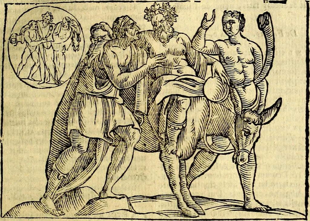 An illustration from Natalis Comitis Mythologiae, sive, Explicationis fabularum libri decem : in quibus omnia prope naturalis et moralis philosophiae dogmata in veterum fabulis contenta fuisse perspicuè demonstratur ... : accessit G. Linocerii Musarum mytholgia, & anonymi obseuationum in totam de dijs gentium narrationem libellus : adiectæ sunt ... editioni elegantissimæ deorum imagines, & eruditissimæ M. Antonij Tritonij Vtinensis .., 1637, leaf 298