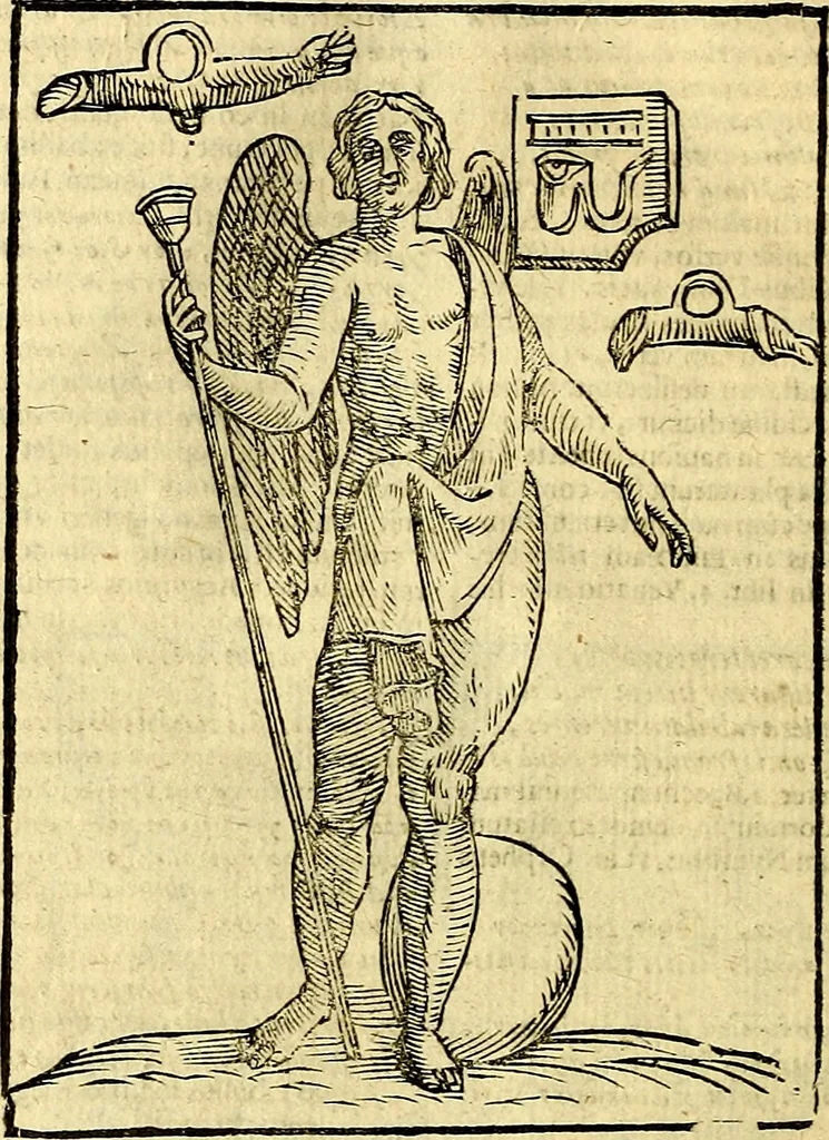 An illustration from Natalis Comitis Mythologiae, sive, Explicationis fabularum libri decem : in quibus omnia prope naturalis et moralis philosophiae dogmata in veterum fabulis contenta fuisse perspicuè demonstratur ... : accessit G. Linocerii Musarum mytholgia, & anonymi obseuationum in totam de dijs gentium narrationem libellus : adiectæ sunt ... editioni elegantissimæ deorum imagines, & eruditissimæ M. Antonij Tritonij Vtinensis .., 1637, leaf 313