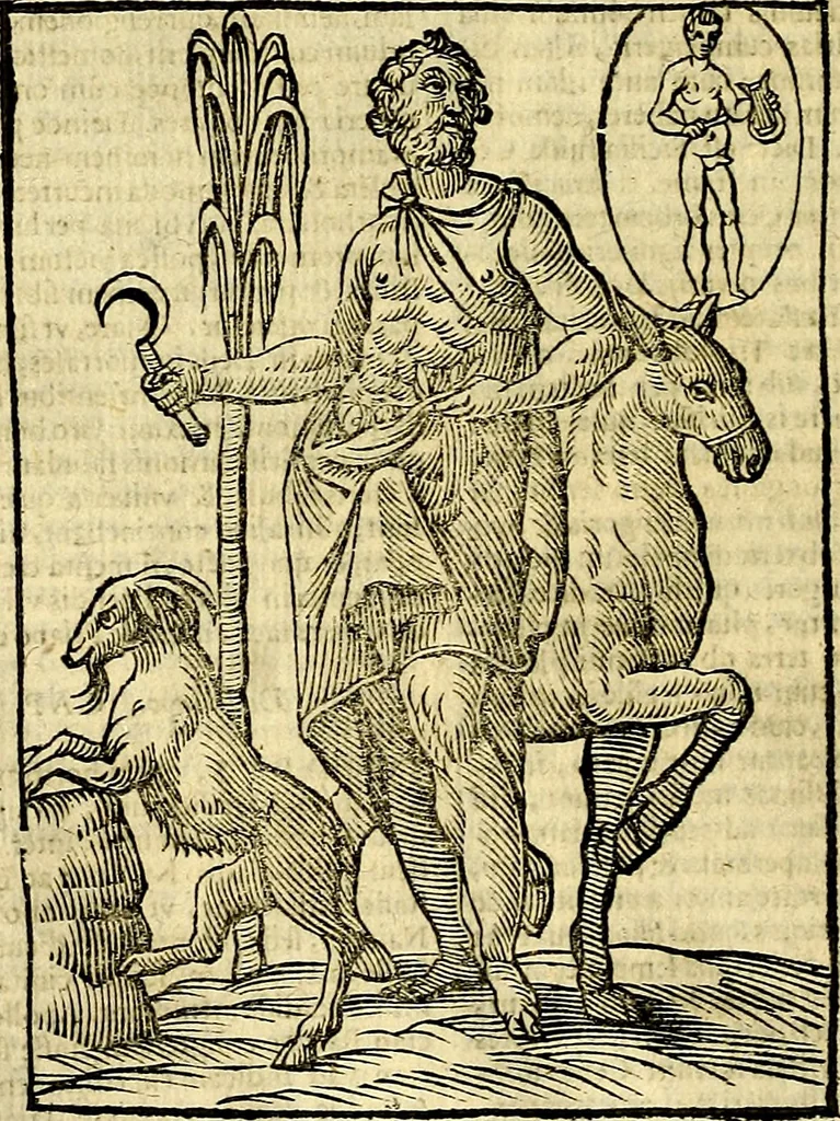 An illustration from Natalis Comitis Mythologiae, sive, Explicationis fabularum libri decem : in quibus omnia prope naturalis et moralis philosophiae dogmata in veterum fabulis contenta fuisse perspicuè demonstratur ... : accessit G. Linocerii Musarum mytholgia, & anonymi obseuationum in totam de dijs gentium narrationem libellus : adiectæ sunt ... editioni elegantissimæ deorum imagines, & eruditissimæ M. Antonij Tritonij Vtinensis .., 1637, leaf 331