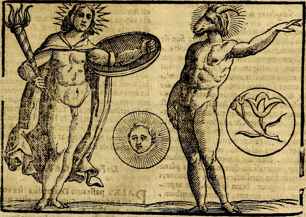 An illustration from Natalis Comitis Mythologiae, sive, Explicationis fabularum libri decem : in quibus omnia prope naturalis et moralis philosophiae dogmata in veterum fabulis contenta fuisse perspicuè demonstratur ... : accessit G. Linocerii Musarum mytholgia, & anonymi obseuationum in totam de dijs gentium narrationem libellus : adiectæ sunt ... editioni elegantissimæ deorum imagines, & eruditissimæ M. Antonij Tritonij Vtinensis .., 1637, leaf 338