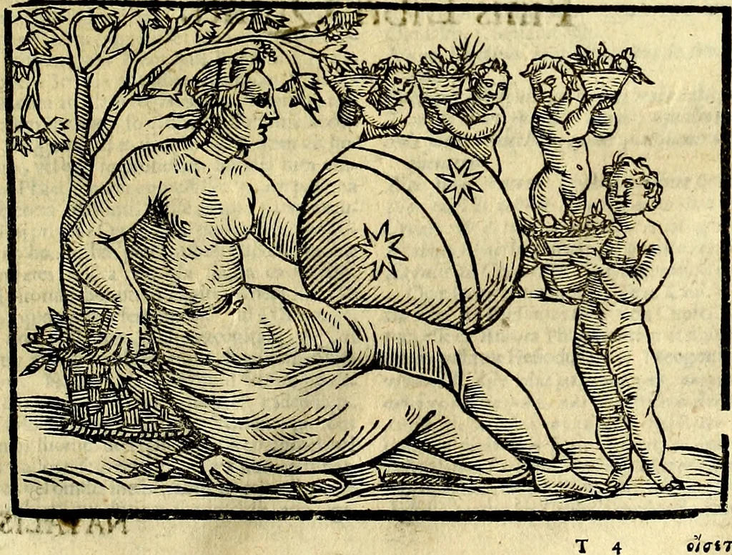An illustration from Natalis Comitis Mythologiae, sive, Explicationis fabularum libri decem : in quibus omnia prope naturalis et moralis philosophiae dogmata in veterum fabulis contenta fuisse perspicuè demonstratur ... : accessit G. Linocerii Musarum mytholgia, & anonymi obseuationum in totam de dijs gentium narrationem libellus : adiectæ sunt ... editioni elegantissimæ deorum imagines, & eruditissimæ M. Antonij Tritonij Vtinensis .., 1637, leaf 342
