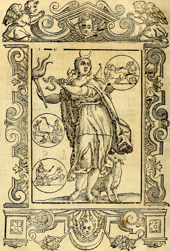 An illustration from Natalis Comitis Mythologiae, sive, Explicationis fabularum libri decem : in quibus omnia prope naturalis et moralis philosophiae dogmata in veterum fabulis contenta fuisse perspicuè demonstratur ... : accessit G. Linocerii Musarum mytholgia, & anonymi obseuationum in totam de dijs gentium narrationem libellus : adiectæ sunt ... editioni elegantissimæ deorum imagines, & eruditissimæ M. Antonij Tritonij Vtinensis .., 1637, leaf 45