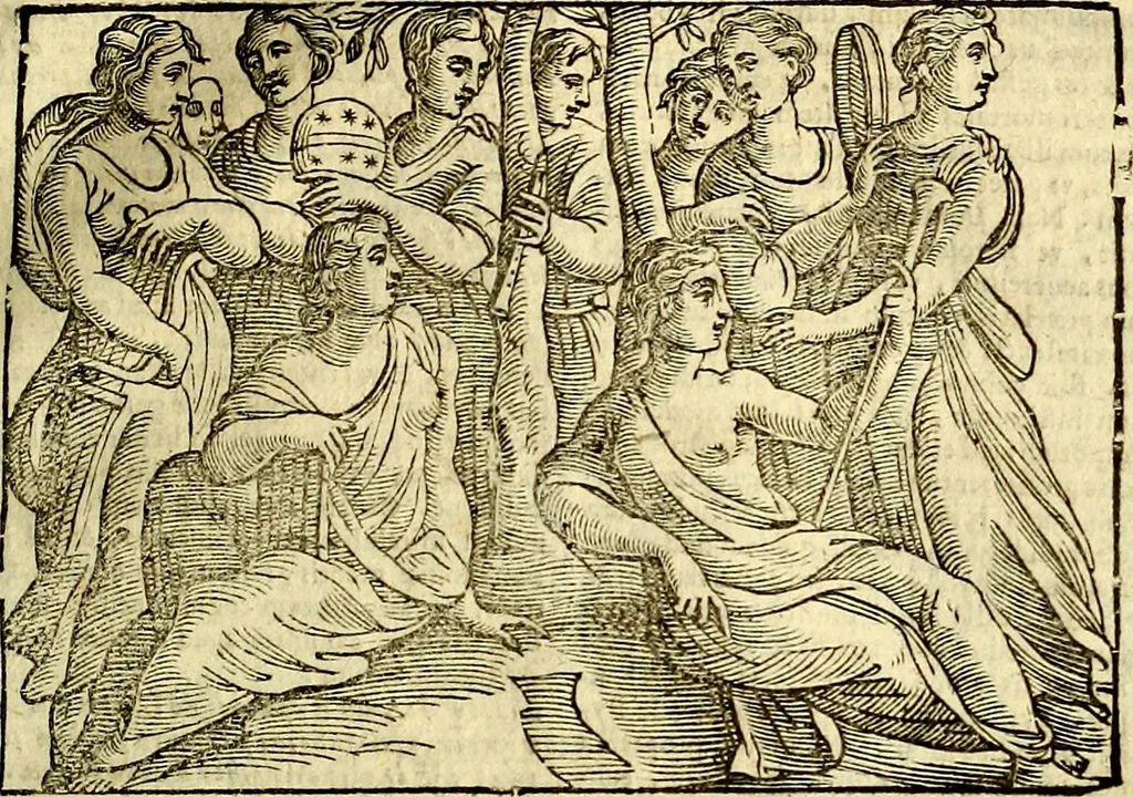 An illustration from Natalis Comitis Mythologiae, sive, Explicationis fabularum libri decem : in quibus omnia prope naturalis et moralis philosophiae dogmata in veterum fabulis contenta fuisse perspicuè demonstratur ... : accessit G. Linocerii Musarum mytholgia, & anonymi obseuationum in totam de dijs gentium narrationem libellus : adiectæ sunt ... editioni elegantissimæ deorum imagines, & eruditissimæ M. Antonij Tritonij Vtinensis .., 1637, leaf 450