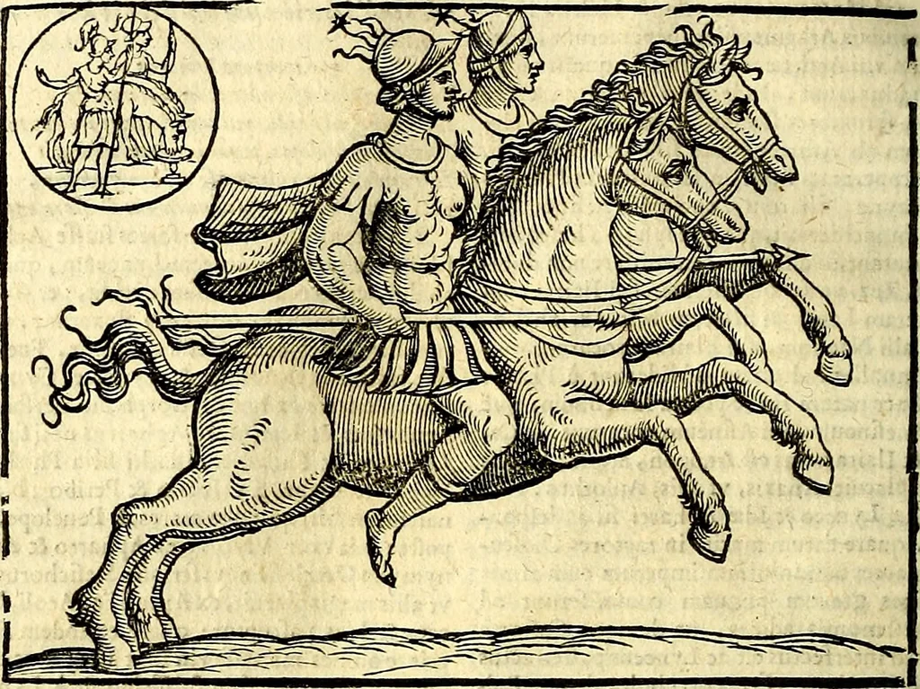 An illustration from Natalis Comitis Mythologiae, sive, Explicationis fabularum libri decem : in quibus omnia prope naturalis et moralis philosophiae dogmata in veterum fabulis contenta fuisse perspicuè demonstratur ... : accessit G. Linocerii Musarum mytholgia, & anonymi obseuationum in totam de dijs gentium narrationem libellus : adiectæ sunt ... editioni elegantissimæ deorum imagines, & eruditissimæ M. Antonij Tritonij Vtinensis .., 1637, leaf 493