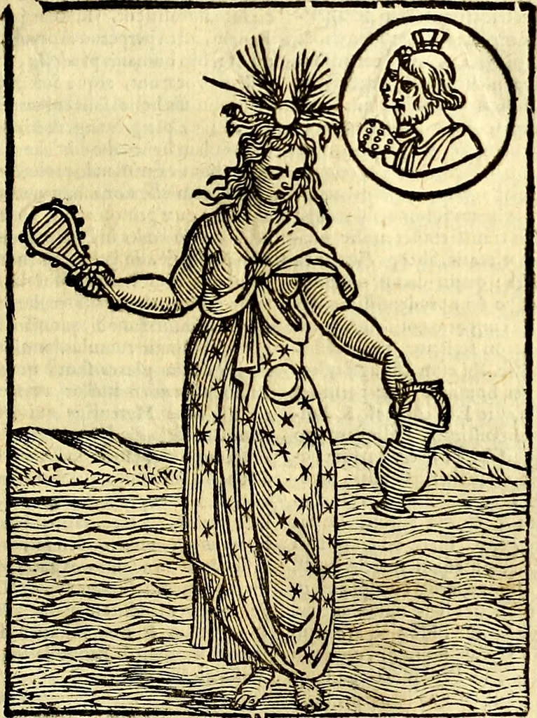 An illustration from Natalis Comitis Mythologiae, sive, Explicationis fabularum libri decem : in quibus omnia prope naturalis et moralis philosophiae dogmata in veterum fabulis contenta fuisse perspicuè demonstratur ... : accessit G. Linocerii Musarum mytholgia, & anonymi obseuationum in totam de dijs gentium narrationem libellus : adiectæ sunt ... editioni elegantissimæ deorum imagines, & eruditissimæ M. Antonij Tritonij Vtinensis .., 1637, leaf 516