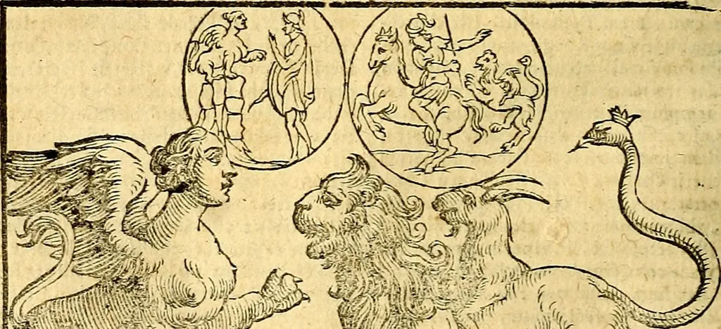 An illustration from Natalis Comitis Mythologiae, sive, Explicationis fabularum libri decem : in quibus omnia prope naturalis et moralis philosophiae dogmata in veterum fabulis contenta fuisse perspicuè demonstratur ... : accessit G. Linocerii Musarum mytholgia, & anonymi obseuationum in totam de dijs gentium narrationem libellus : adiectæ sunt ... editioni elegantissimæ deorum imagines, & eruditissimæ M. Antonij Tritonij Vtinensis .., 1637, leaf 543