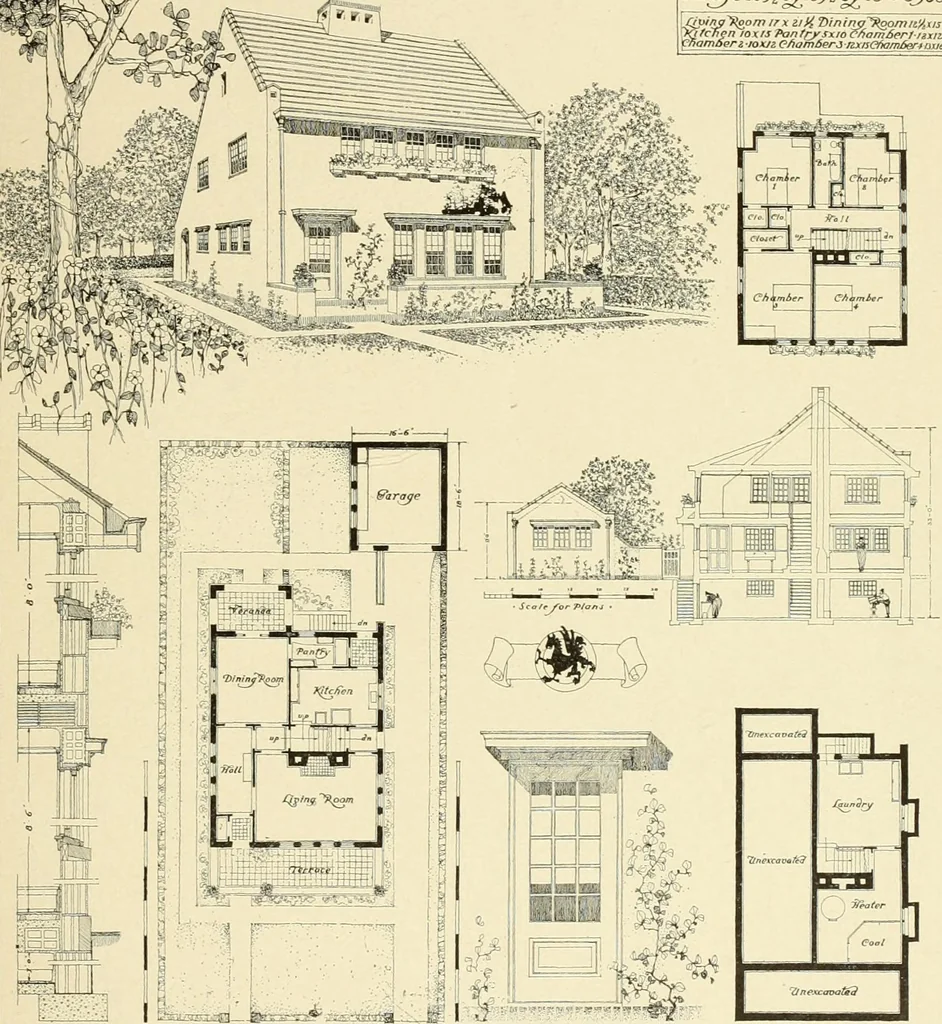 An illustration from The Natco suburban house and garage : attractive economical durable fireproof, 1915, leaf 10