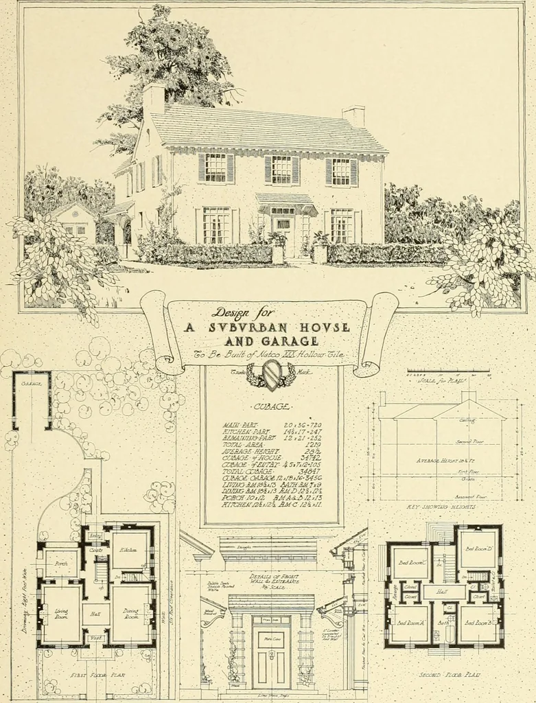 An illustration from The Natco suburban house and garage : attractive economical durable fireproof, 1915, leaf 12