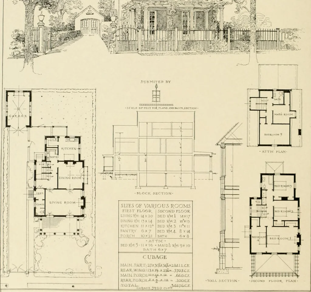 An illustration from The Natco suburban house and garage : attractive economical durable fireproof, 1915, leaf 15