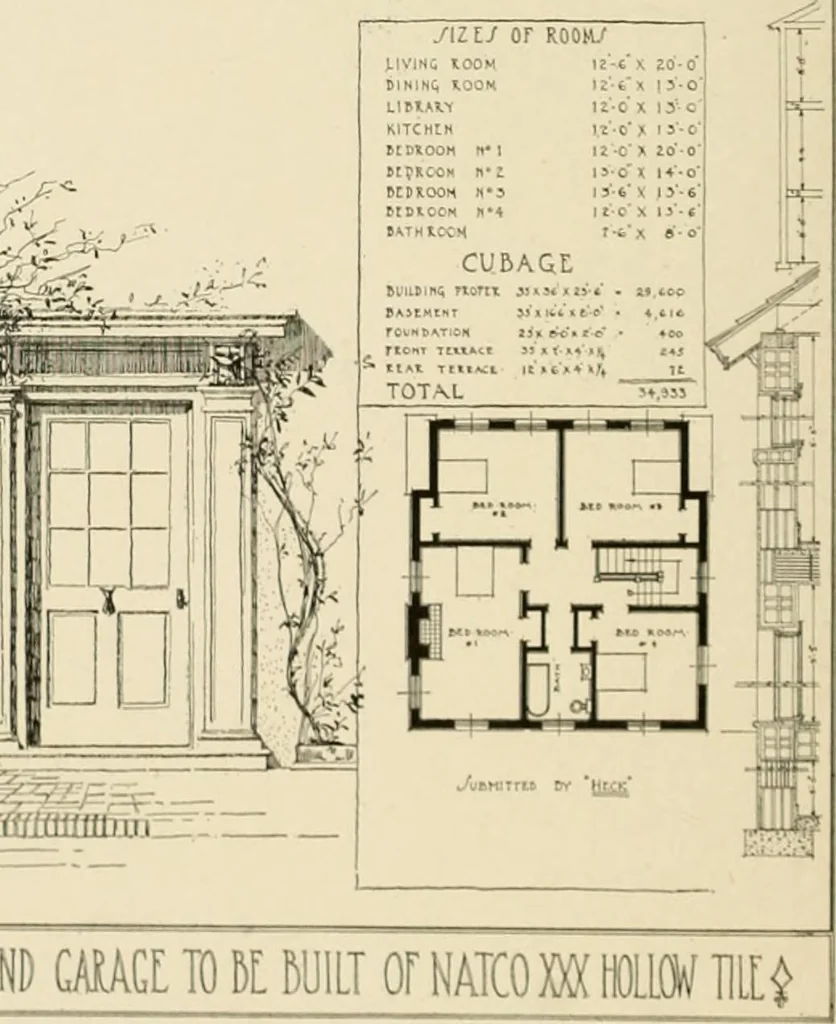 An illustration from The Natco suburban house and garage : attractive economical durable fireproof, 1915, leaf 17