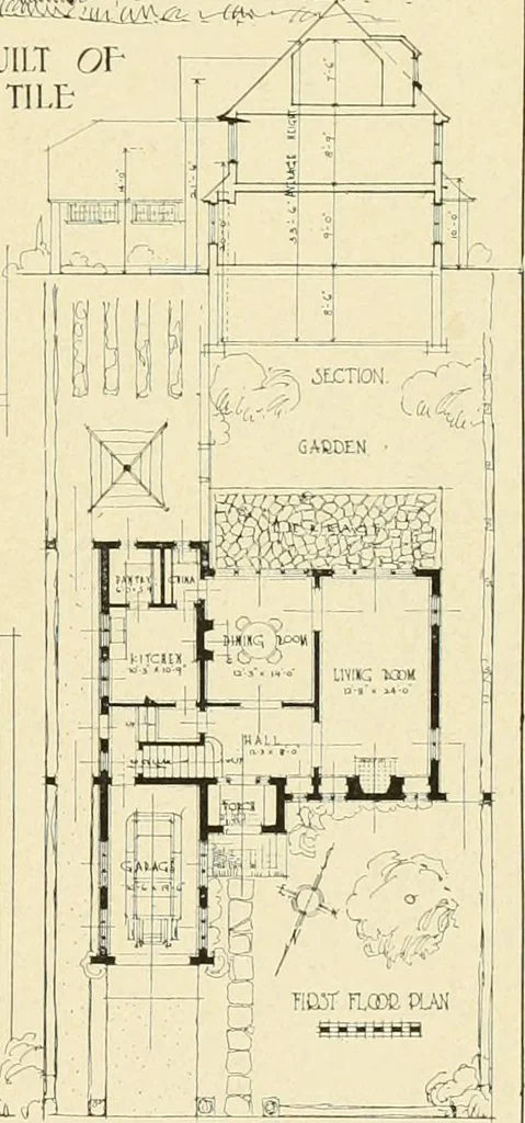 An illustration from The Natco suburban house and garage : attractive economical durable fireproof, 1915, leaf 18