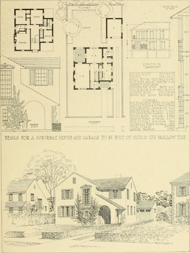 An illustration from The Natco suburban house and garage : attractive economical durable fireproof, 1915, leaf 20