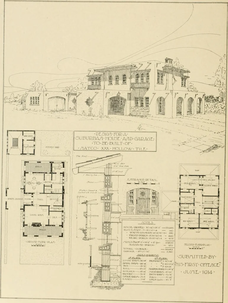 An illustration from The Natco suburban house and garage : attractive economical durable fireproof, 1915, leaf 21