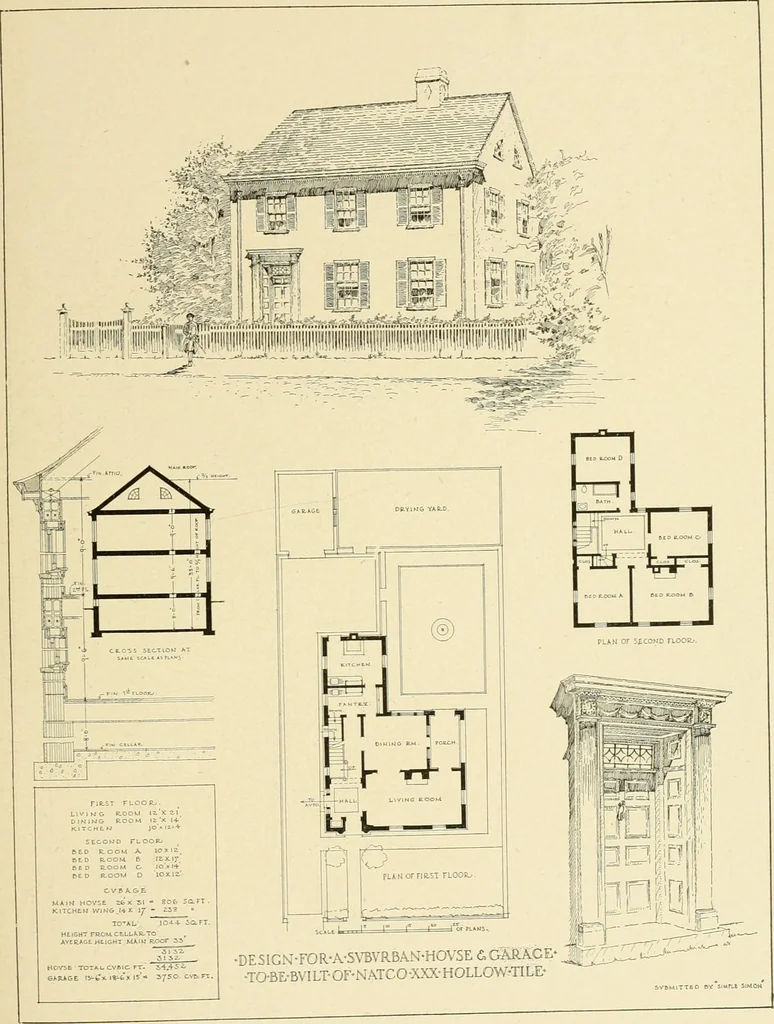 An illustration from The Natco suburban house and garage : attractive economical durable fireproof, 1915, leaf 24