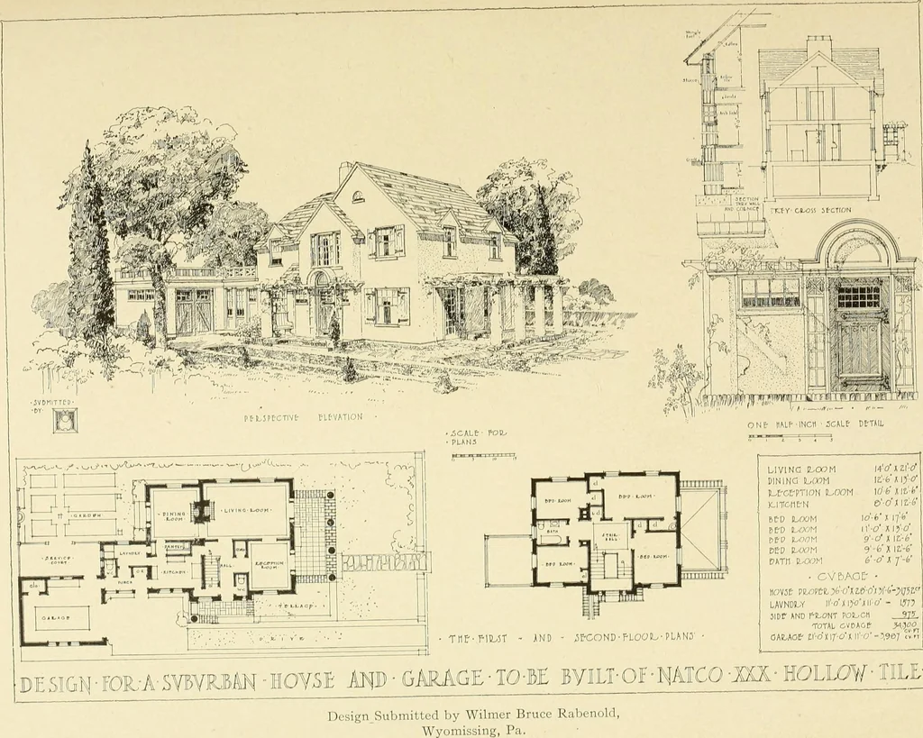 An illustration from The Natco suburban house and garage : attractive economical durable fireproof, 1915, leaf 28