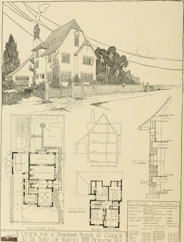 An illustration from The Natco suburban house and garage : attractive economical durable fireproof, 1915, leaf 31