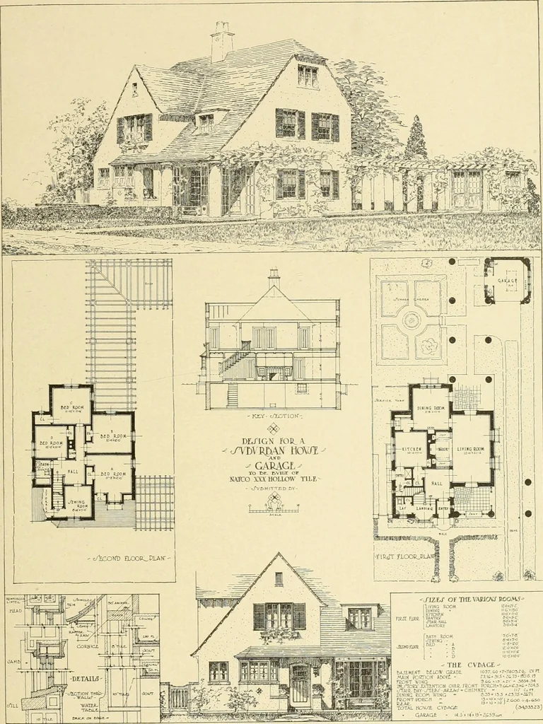 An illustration from The Natco suburban house and garage : attractive economical durable fireproof, 1915, leaf 32