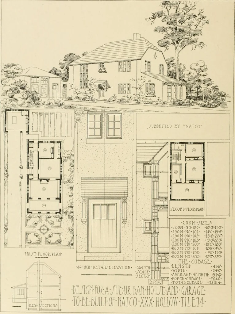 An illustration from The Natco suburban house and garage : attractive economical durable fireproof, 1915, leaf 33