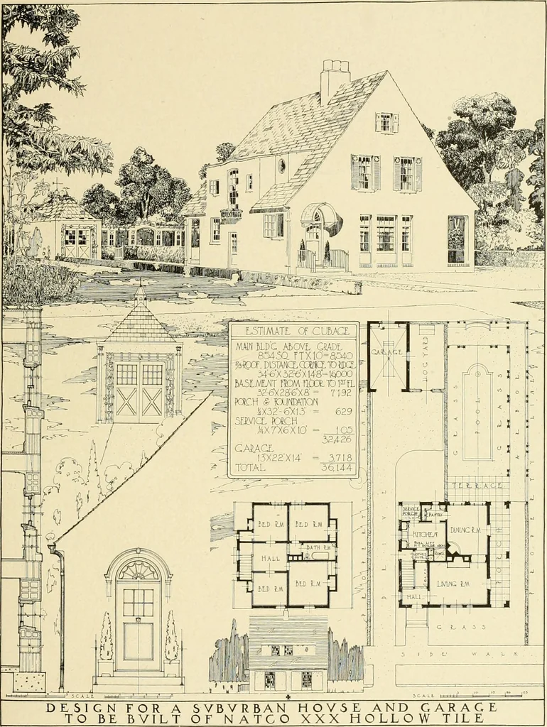 An illustration from The Natco suburban house and garage : attractive economical durable fireproof, 1915, leaf 34