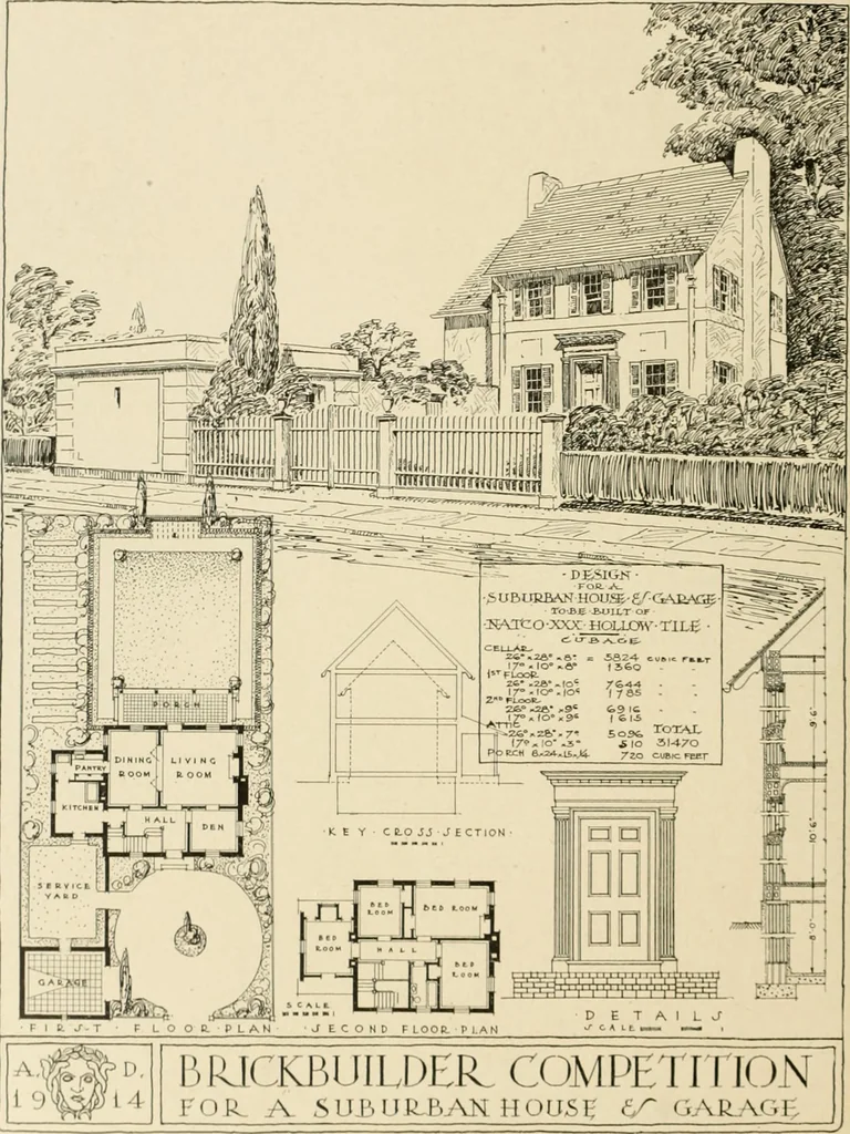 An illustration from The Natco suburban house and garage : attractive economical durable fireproof, 1915, leaf 35