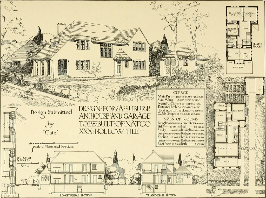 An illustration from The Natco suburban house and garage : attractive economical durable fireproof, 1915, leaf 36