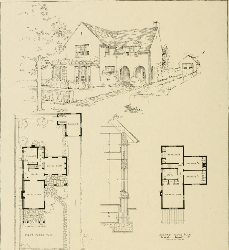 An illustration from The Natco suburban house and garage : attractive economical durable fireproof, 1915, leaf 37