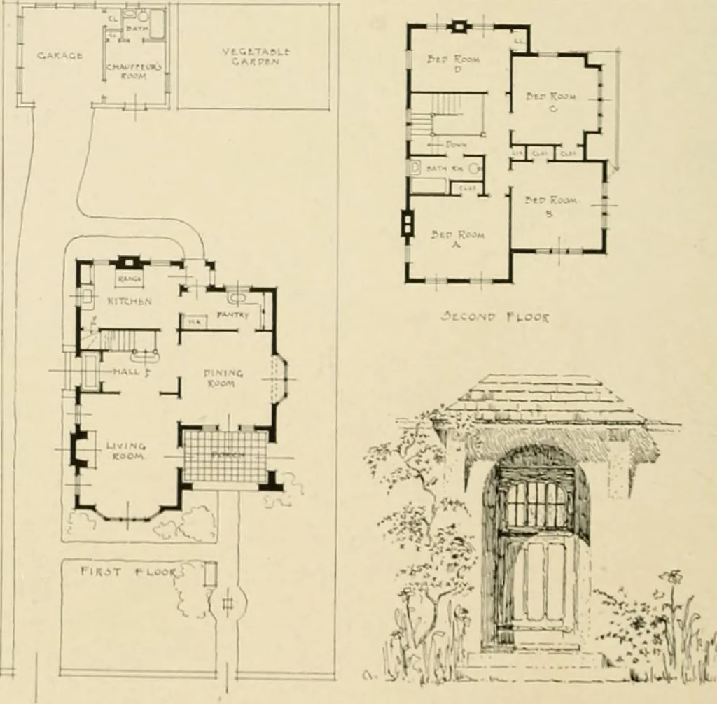 An illustration from The Natco suburban house and garage : attractive economical durable fireproof, 1915, leaf 39