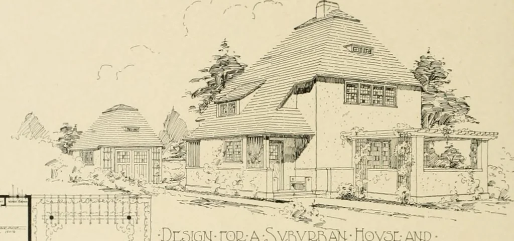 An illustration from The Natco suburban house and garage : attractive economical durable fireproof, 1915, leaf 43