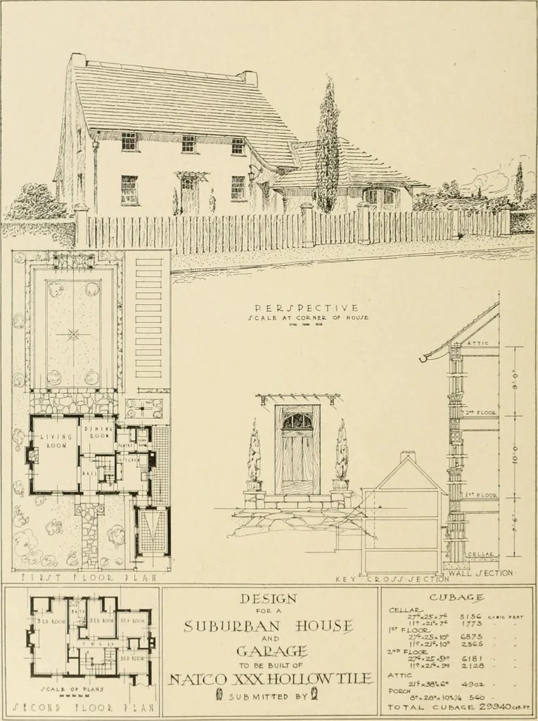 An illustration from The Natco suburban house and garage : attractive economical durable fireproof, 1915, leaf 47