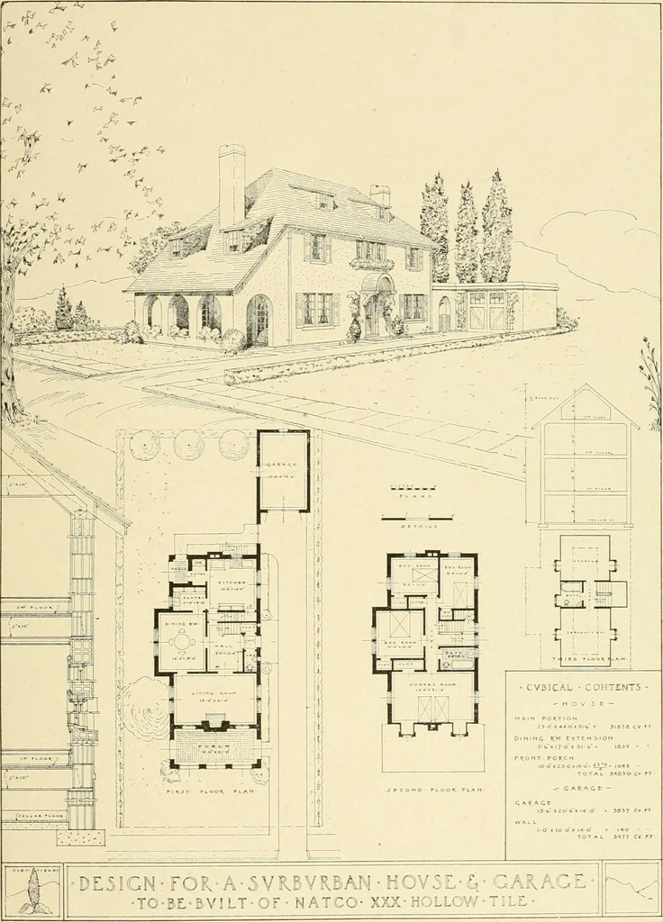 An illustration from The Natco suburban house and garage : attractive economical durable fireproof, 1915, leaf 48