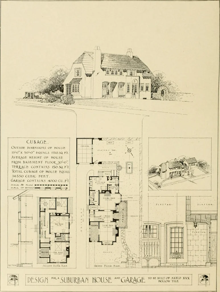 An illustration from The Natco suburban house and garage : attractive economical durable fireproof, 1915, leaf 51