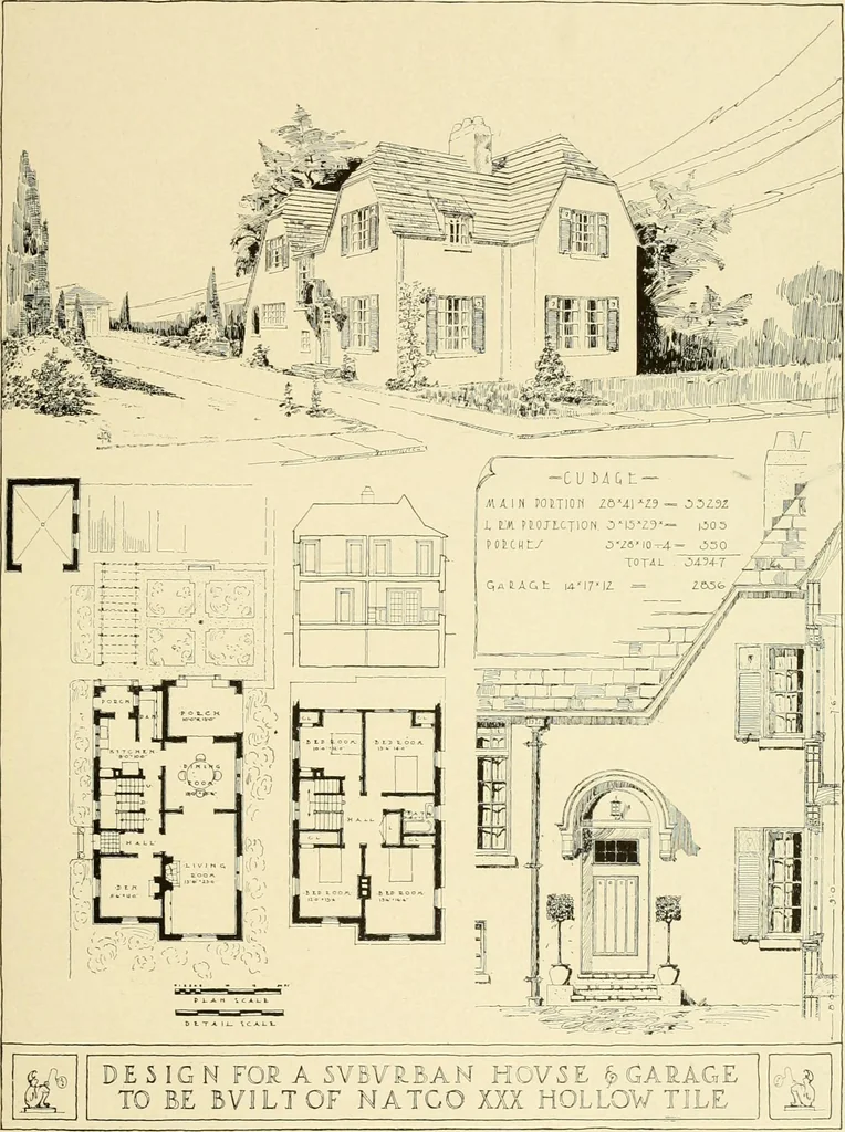 An illustration from The Natco suburban house and garage : attractive economical durable fireproof, 1915, leaf 52