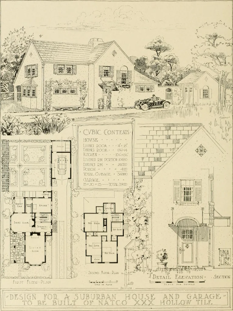 An illustration from The Natco suburban house and garage : attractive economical durable fireproof, 1915, leaf 53
