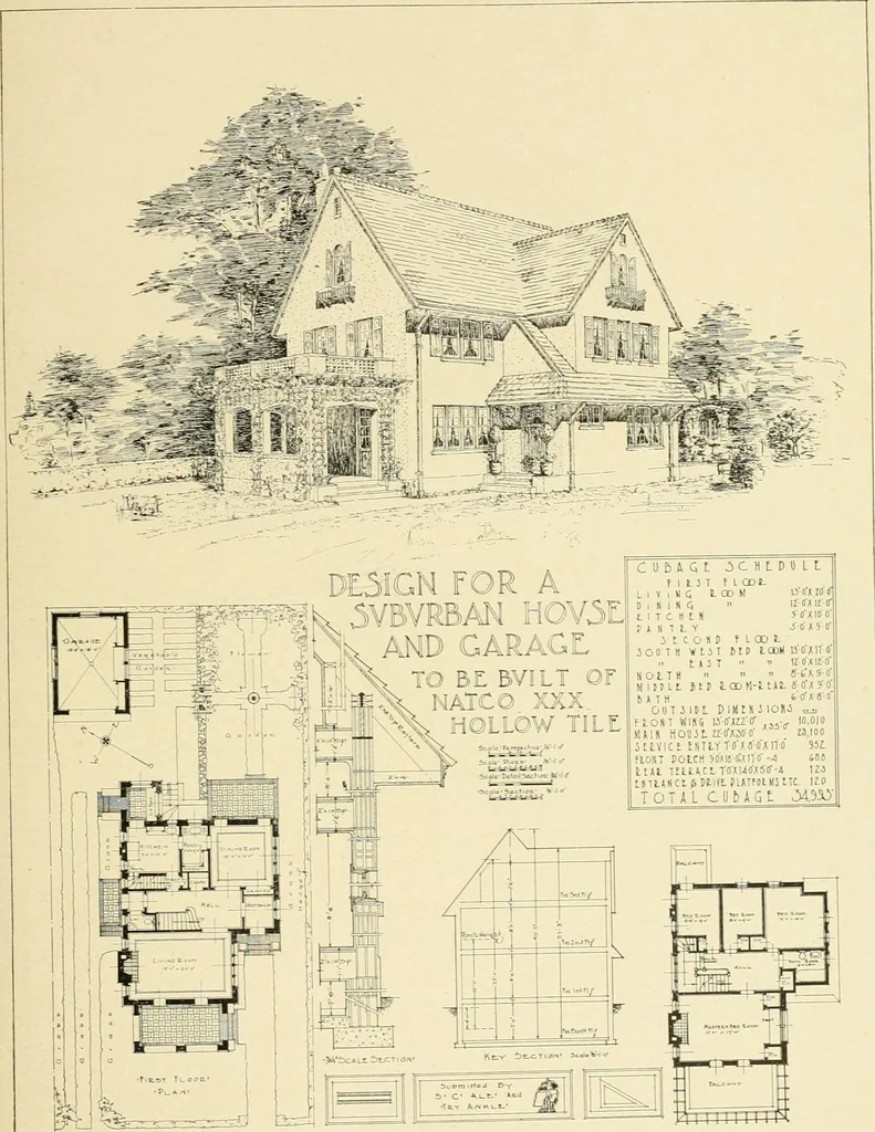 An illustration from The Natco suburban house and garage : attractive economical durable fireproof, 1915, leaf 56