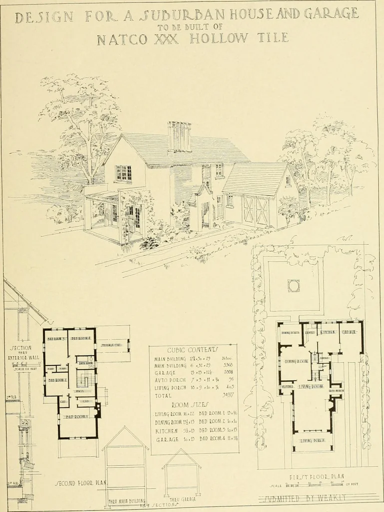 An illustration from The Natco suburban house and garage : attractive economical durable fireproof, 1915, leaf 58